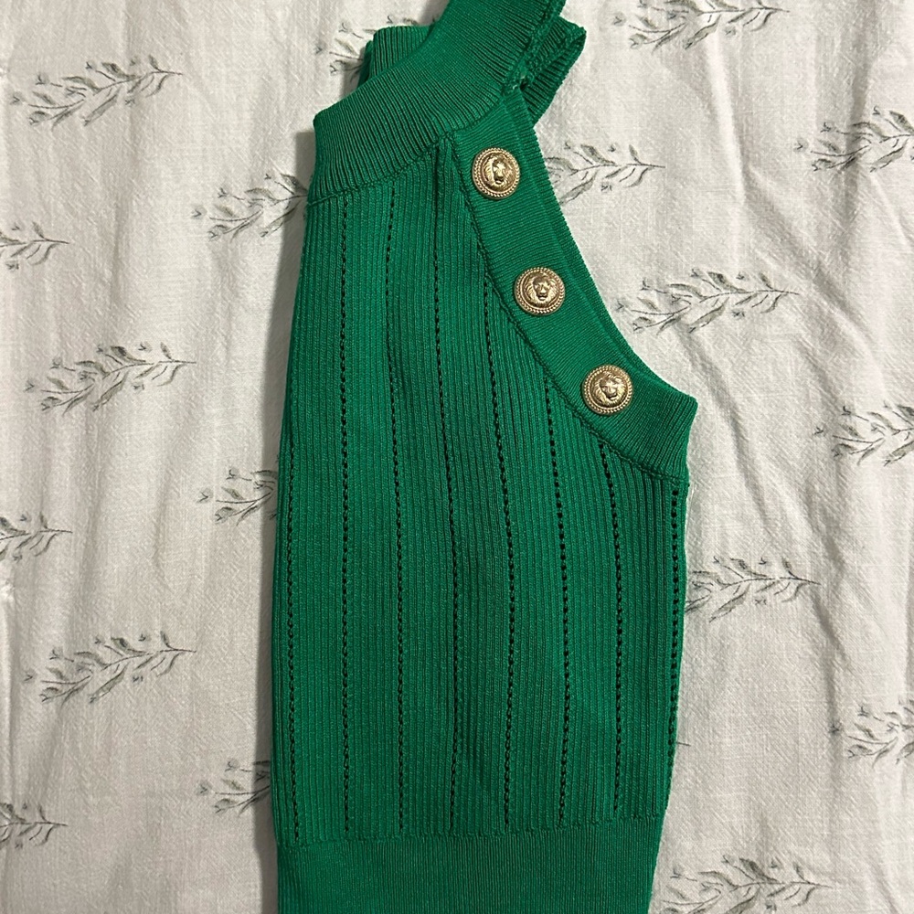 Immodel Green Ribbed Knit Top - Picture 4 of 6